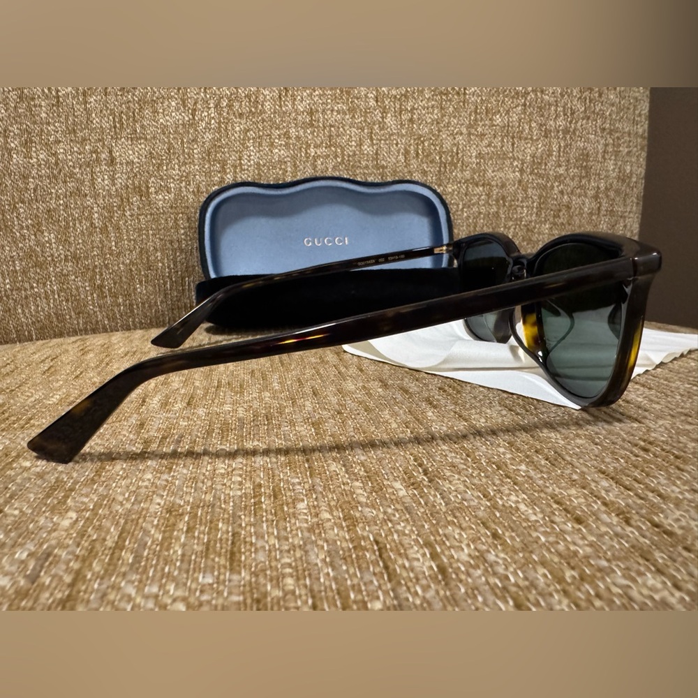 Authentic GUCCI Square Acetate Sunglasses w/ Interlocking G’s Havana GG0154SA - Picture 5 of 12